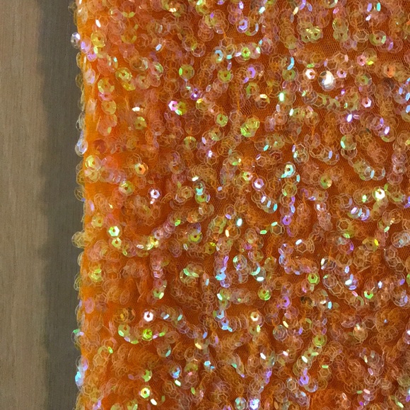 Orange sequin sleeve less top - Picture 2 of 2